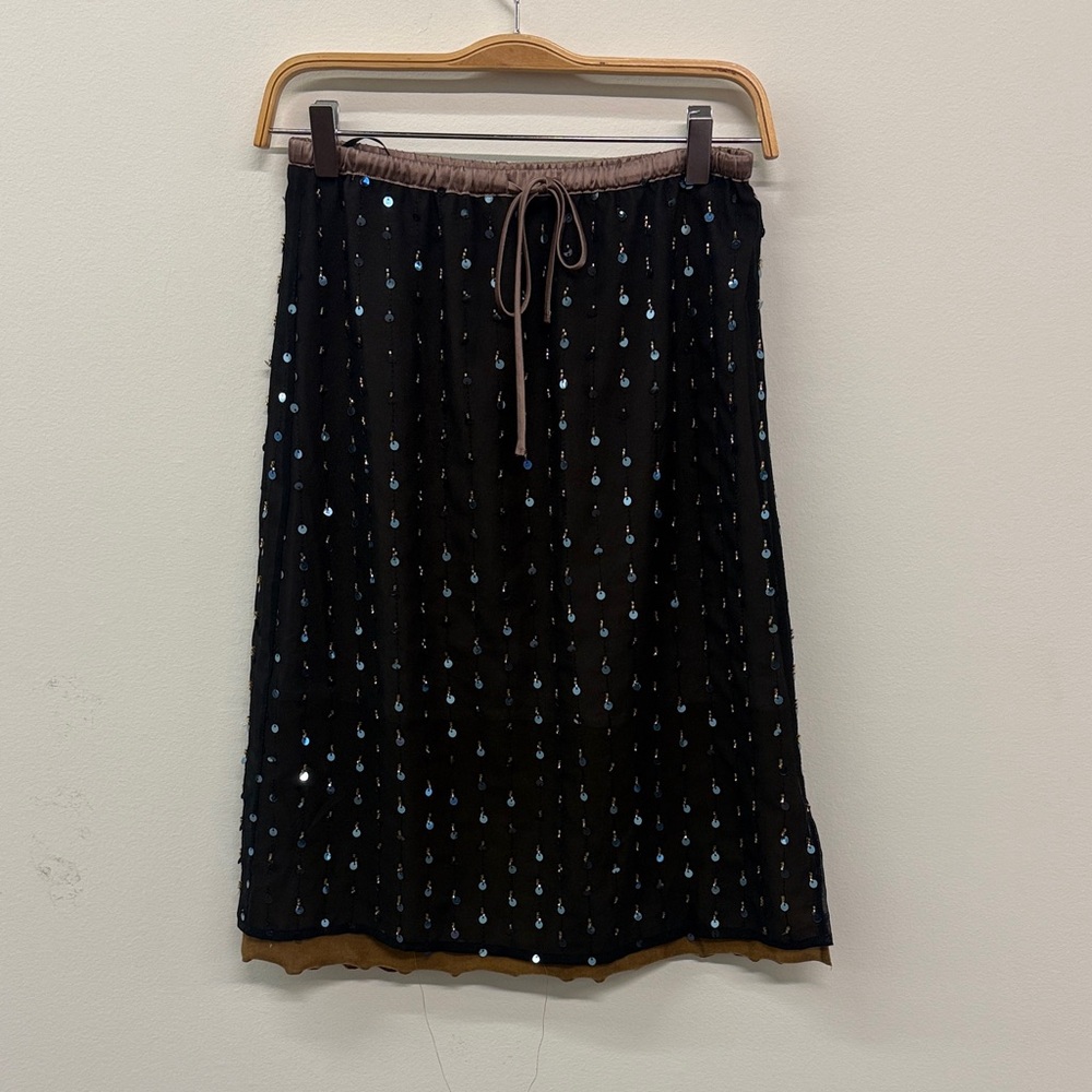 Black Sequin midi Skirt